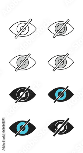 Visual indicators for hidden or invisible elements icons