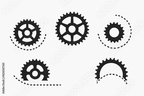 Gears in various positions illustrating mechanical motion and design concepts for engineering and innovation