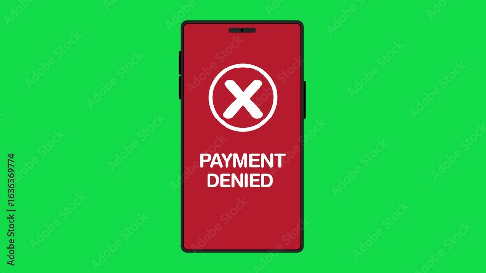 Payment transactions failed. Online payment denied on smartphone screen. Declined Payment Alert concept.Transaction Failure with Red Exclamation Icon
Payment transactions failed. Online payment denied on smartphone screen. Declined Payment Alert concept.Transaction Failure with Red Exclamation Icon