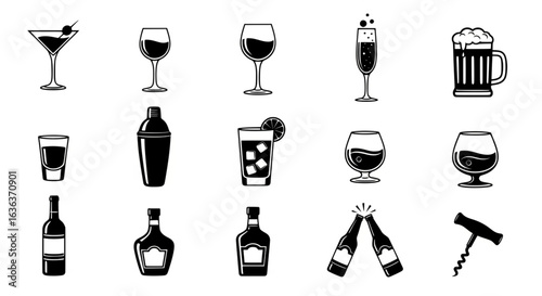 silhouette vector. drinks icon set 
