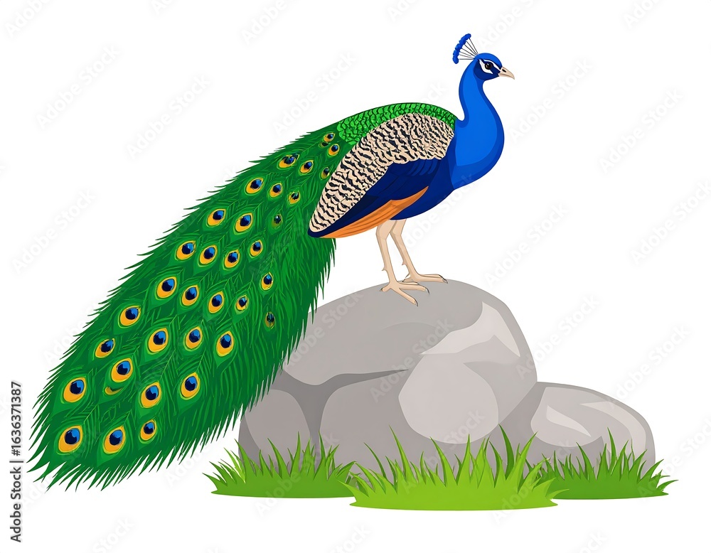 Obraz premium Peacock perched on rock
