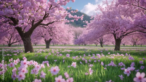 Wallpaper Mural Vibrant Cherry Blossoms Blooming in a Tranquil Spring Meadow Video 4K Torontodigital.ca