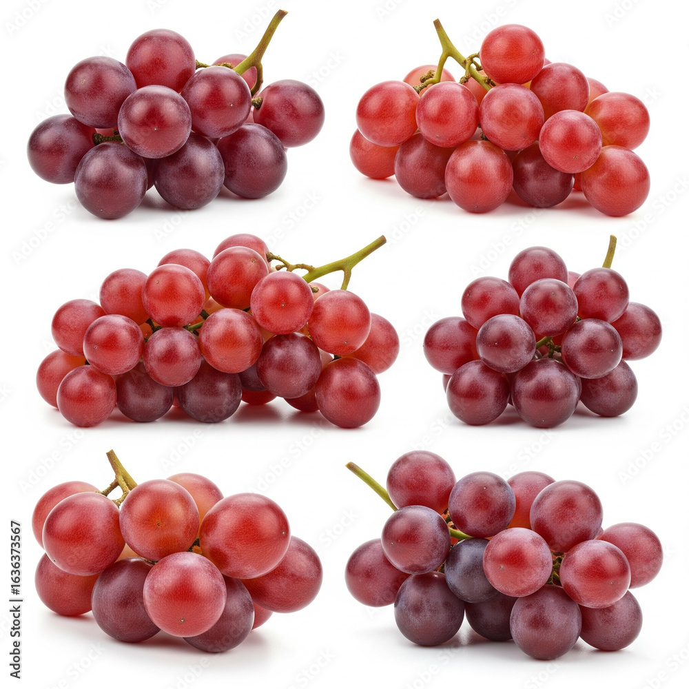 Obraz premium A vibrant and diverse collection of plump red grapes, their deep red-purple hue and subtle sheen in sharp focus copy