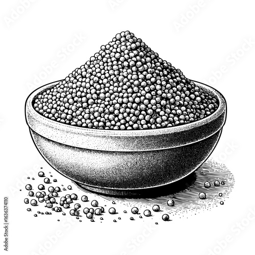 bowl of quinoa in Engraved Vintage Style