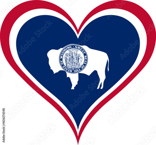 Heart symbol featuring Wyoming state flag for patriotic expression