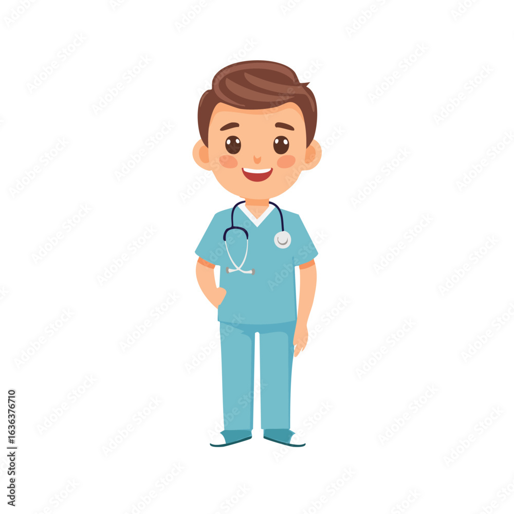 Full Body Cartoon of a Young Male Nurse - AI Generated Full Body Cartoon of a Young Male Nurse - AI Generated