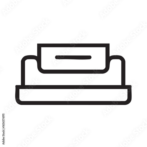 A black and white line drawing of a sofa or couch.