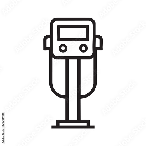 A line drawing of an outdoor parking meter.