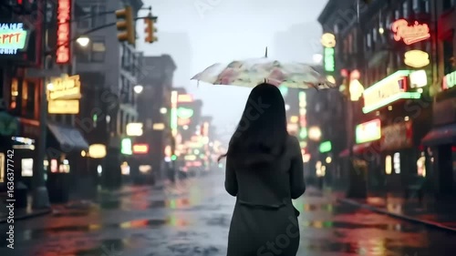 Wallpaper Mural Rainy City Stroll A Nighttime Walk Under a Floral Umbrella Torontodigital.ca