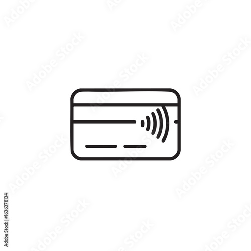 A black and white line drawing of a contactless payment card.