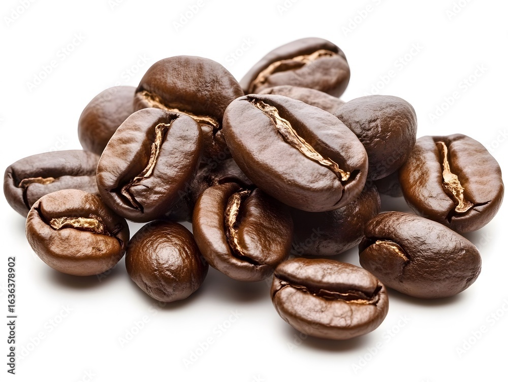Obraz premium Roasted Coffee Beans Close Up Studio Shot