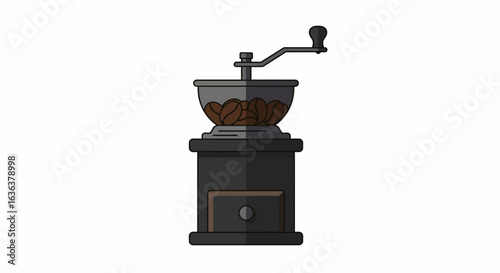 Classic Coffee Grinder with Beans, Manual Operation, and Dark Finish