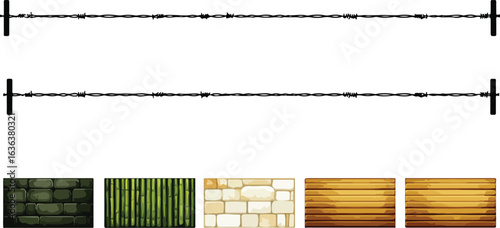 Barbed wire fence and various textures for game background