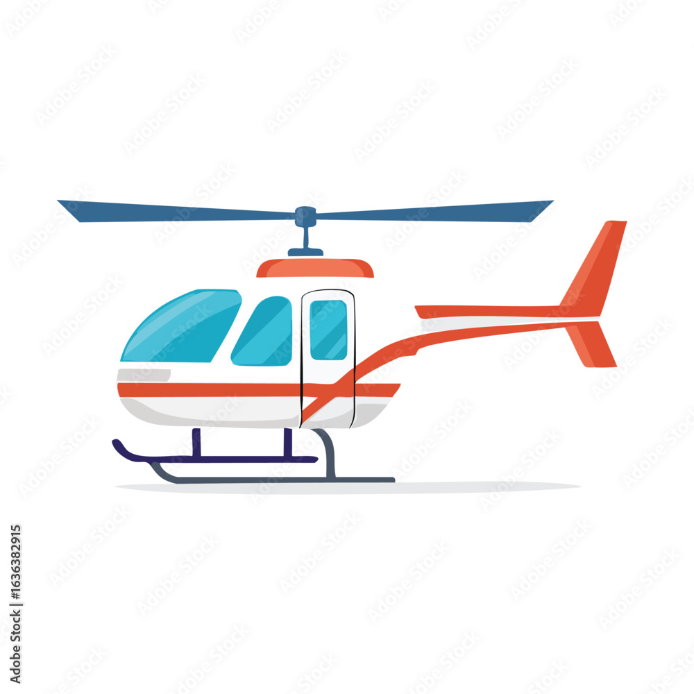 Fototapeta premium White and Red Emergency Helicopter Illustration - AI Generated
