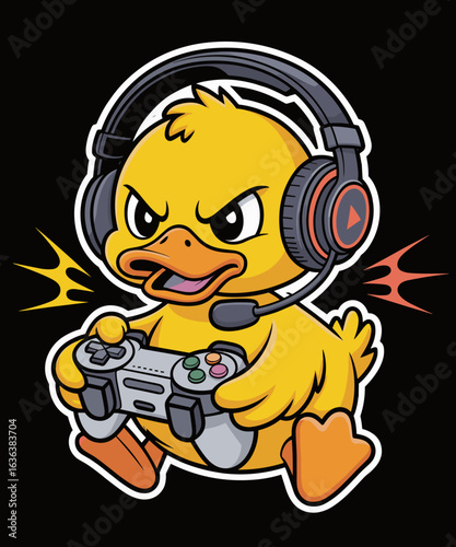 Foto Funny Baby Duck Gamer Video Games Quack