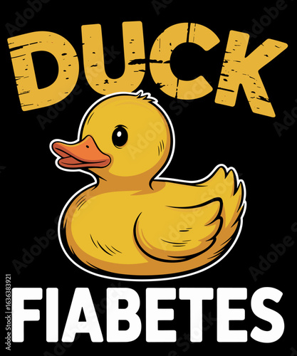rETRO Funny Diabetes Awareness I Duck Fiabetes I Cool Rubber Duck