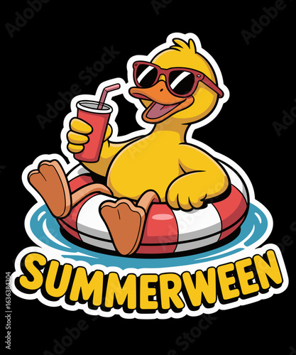 Summerween Vibes Rubber Duck Pool Float Summer Halloween