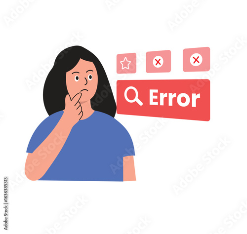 Confused Woman with Search Error Message