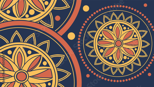 Seamless floral pattern with geometric circles, a decorative design for adding a touch of vintage style and artistic flair to any project