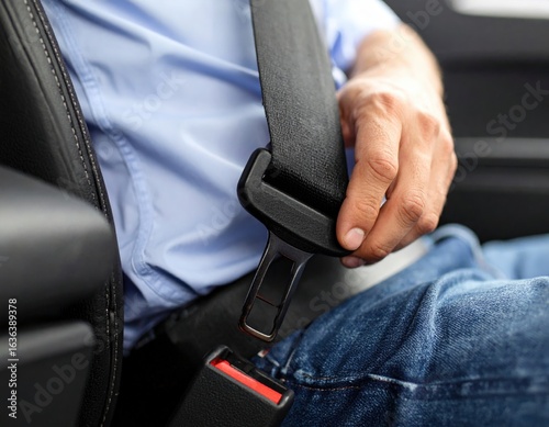 Man Fastening Car Seatbelt