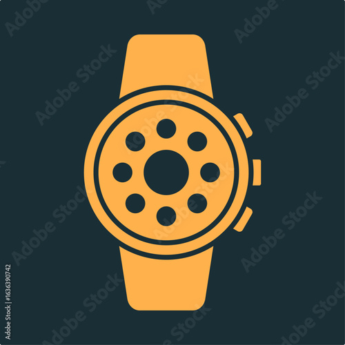Round smart watch practical important vector Illustration design good colorful background