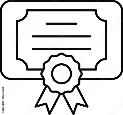 Certificate or diploma icon. Vector illustration representing achievement, award, education, official document, or accreditation