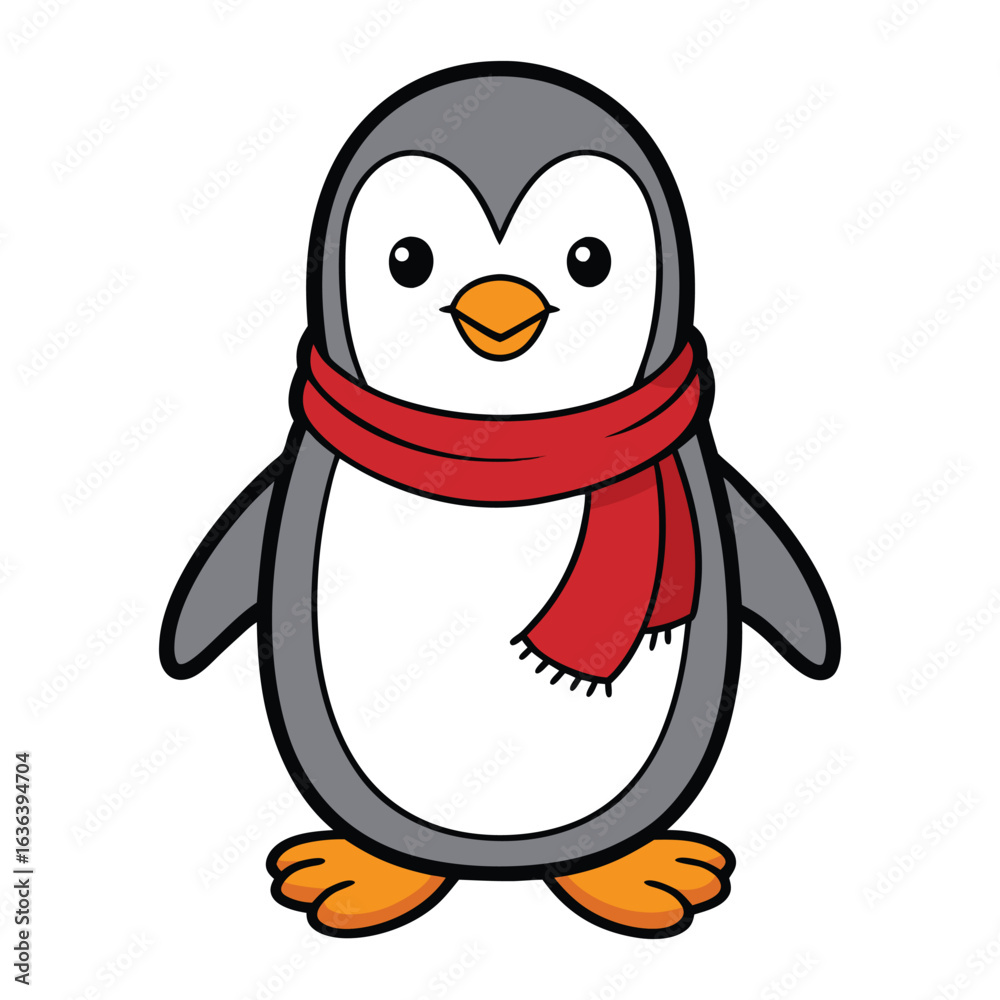 Obraz premium printable smiling penguin wearing a scarf.
