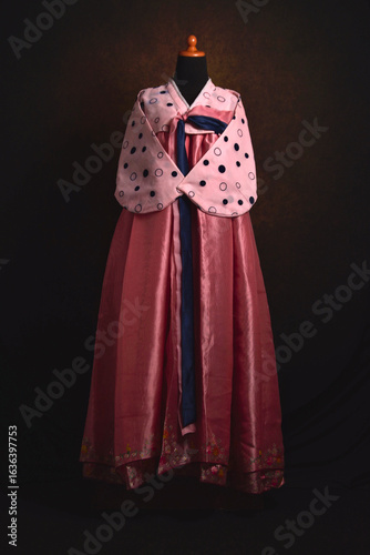 Hanbok on a display mannequin. Hanbok is Korean traditional clothes consist of a blouse called jeogori and a skirt called chima