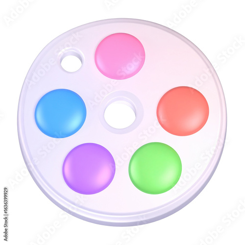  Gradient Glass Palette Icon with Soft Glow Effect, isolated on transparent background
