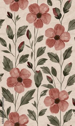 seamless floral patten with garden Hibiscus flowers 