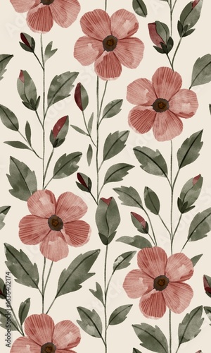 Hibiscus seamless floral pattern 