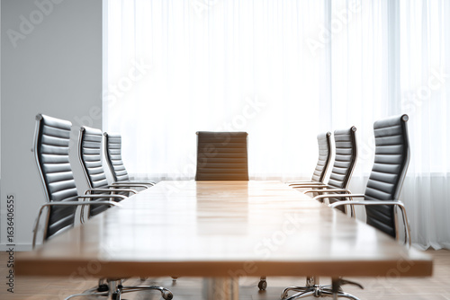 Interior design of luxury meeting table with couch in meeting room, Selective focus formal meeting table for chief executive officer.