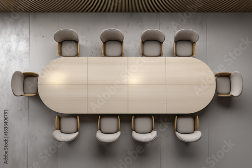 Top view luxury design of meeting table with couch in meeting room, Selective focus formal meeting table for chief executive officer.