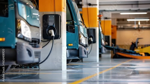 Wallpaper Mural Electric trucks charging at indoor station. Torontodigital.ca
