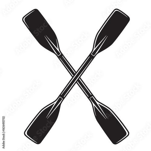 Crossed oars vector illustration nautical rowing symbol emblem badge black and white