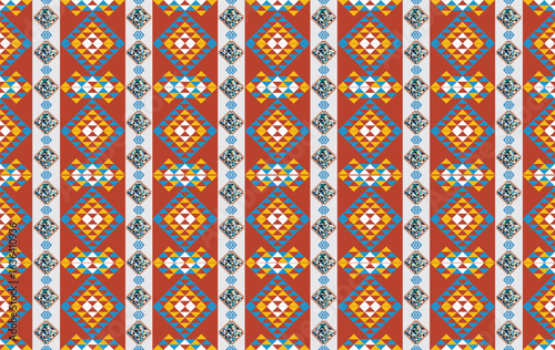 Geometric ethnic pattern. Traditional oriental Indian ikat design for background, print, border wrapping, batik, fabric, vector illustration.
