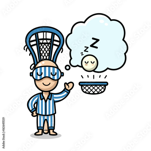 Cartoon Character Dreaming of Sleeping Lacrosse Ball