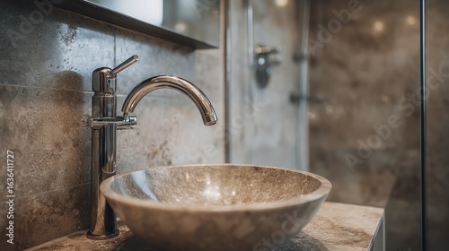 Modern bathroom sink and faucet