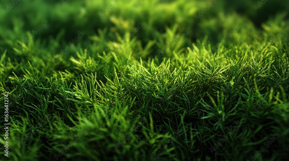 Fototapeta premium Lush Green Moss in Soft Natural Light for Tranquil Nature Scenes