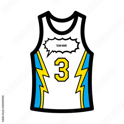Customizable Basketball Jersey with Lightning Bolts and Number 3