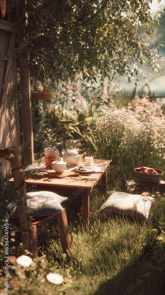 Obraz premium Rustic garden table scene