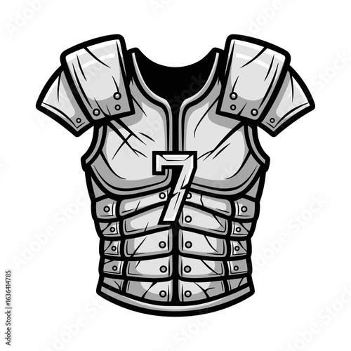 Medieval Style Chest Armor with Number Seven Illustration