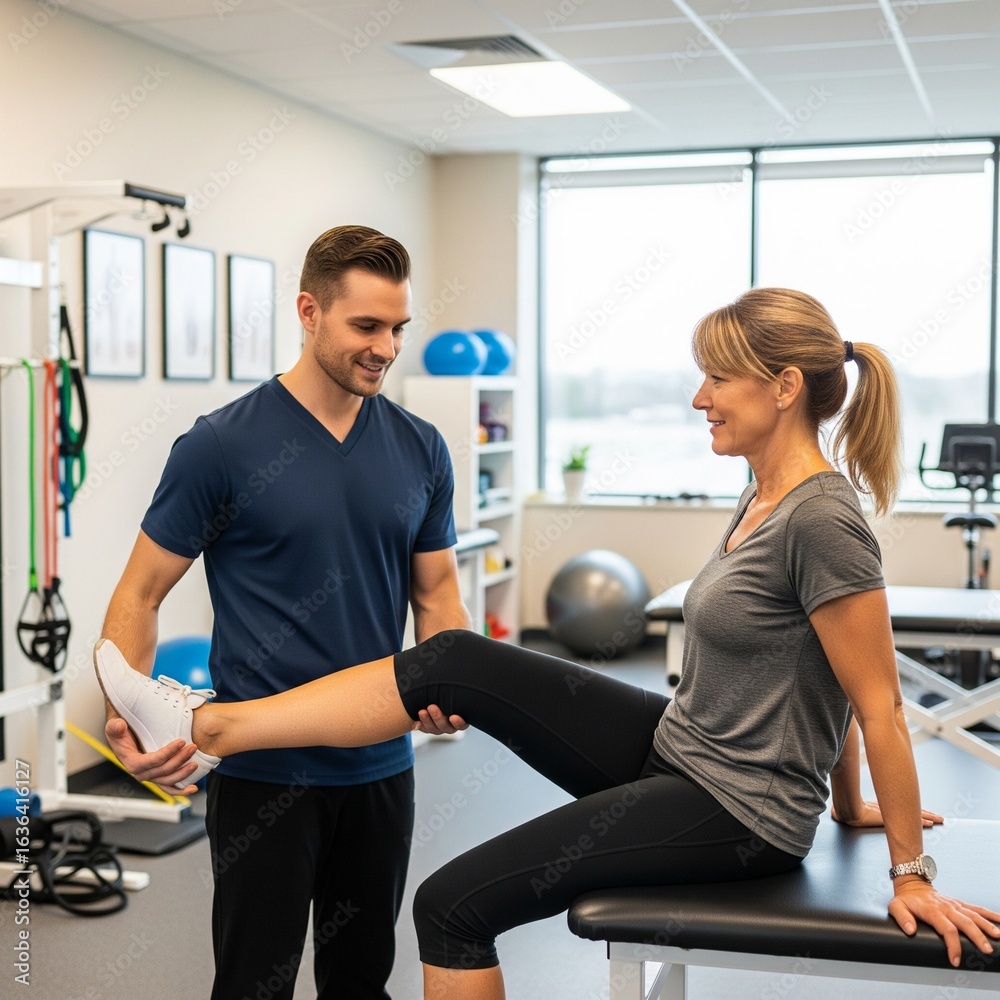 Fototapeta premium Physiotherapist assisting patient exercise