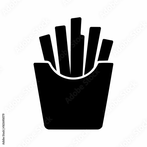 Hand-drawn french fries in a white box, a vector illustration of a fast-food snack