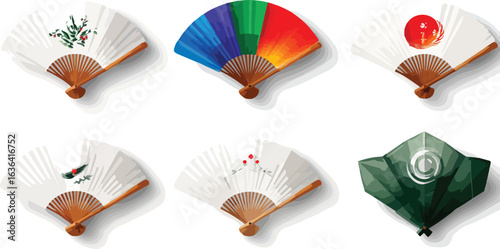 Collection of decorative paper fans