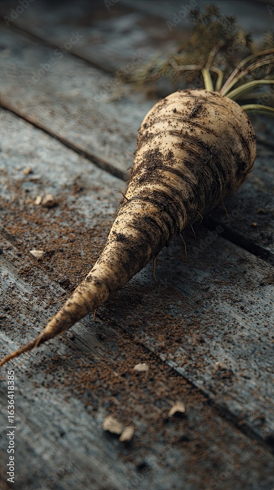 Fototapeta premium Parsnip on wooden surface