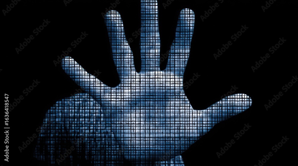 Obraz premium Digital hand on black background