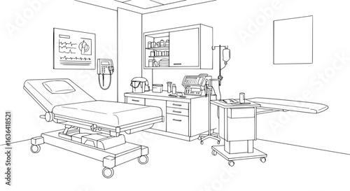 Modern clinic interior illustration for medical concepts and healthcare visuals, clean and professional