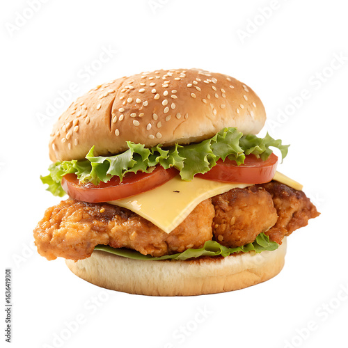 A whole single mini chicken slider isolated on a transparent background