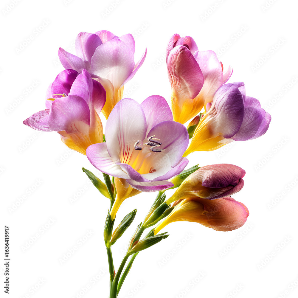 Beautiful Freesia Flowers Bouquet Isolated Black Background Beautiful Freesia Flowers Bouquet Isolated Black Background